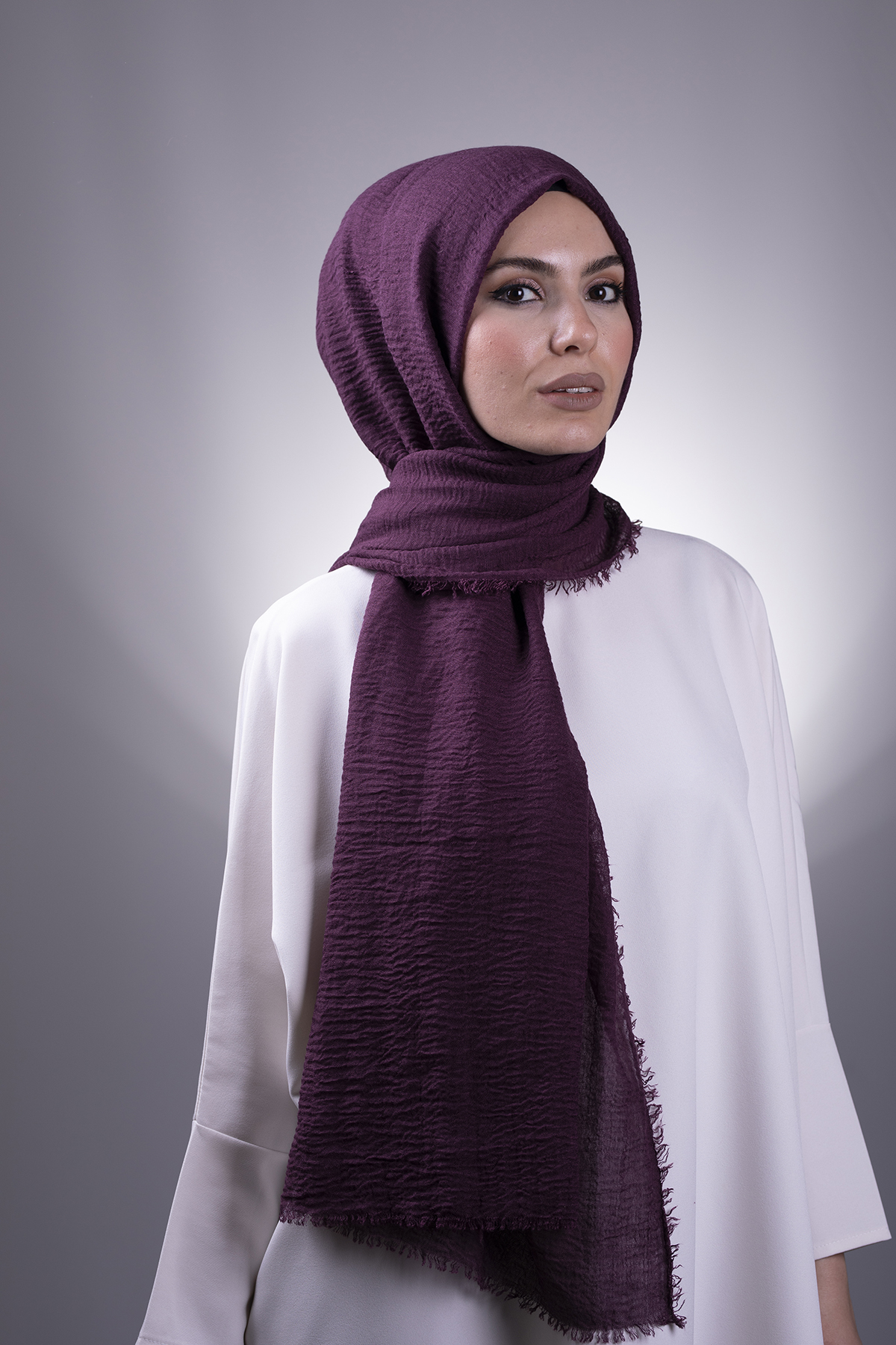 Mürdüm Düz Klasik Şal Bürümcük Şal - Hürrem 202104