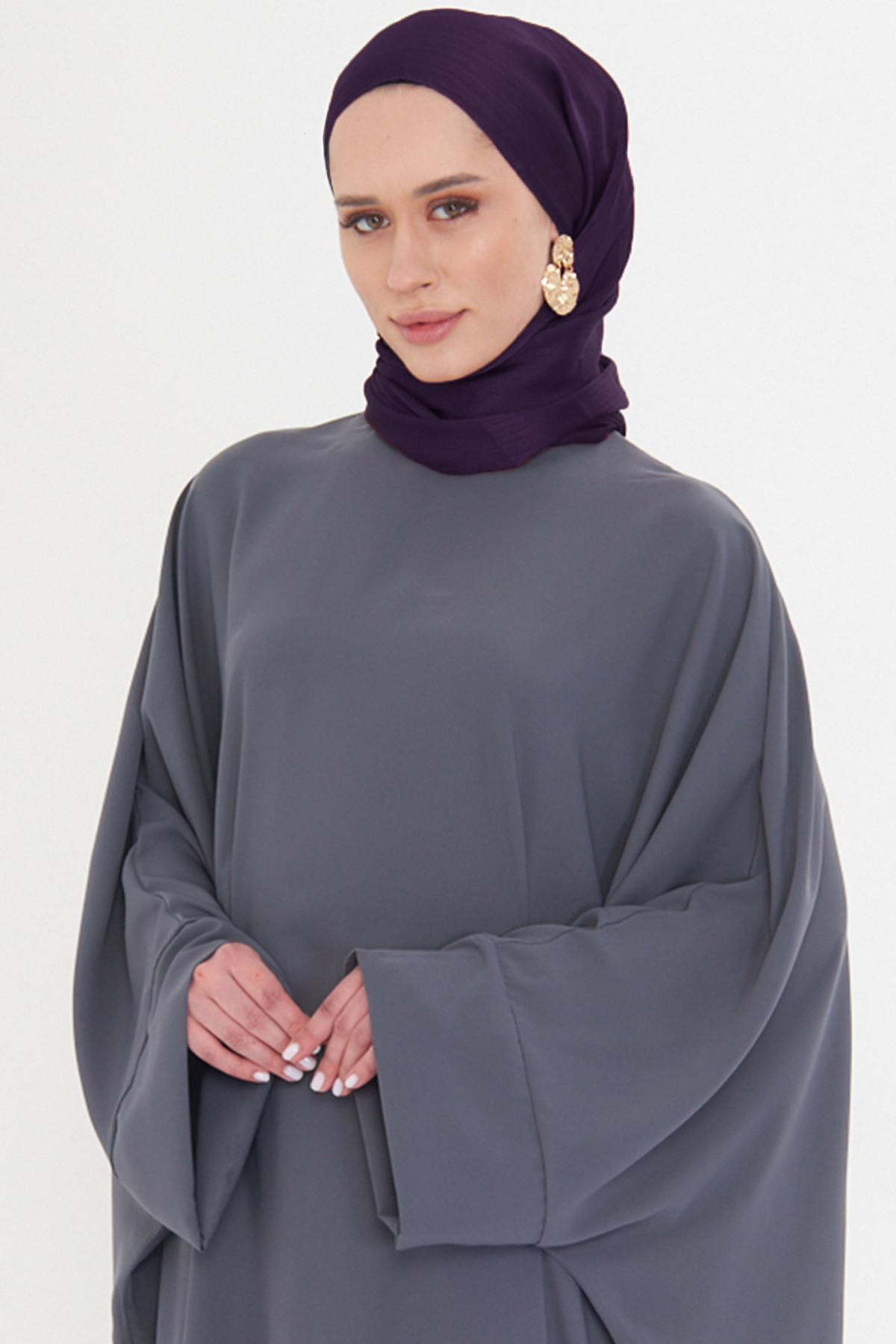 Mürdüm Düz Klasik Şal Turlu Polyester Lüx Janjan - Hürrem Bone 202126_07