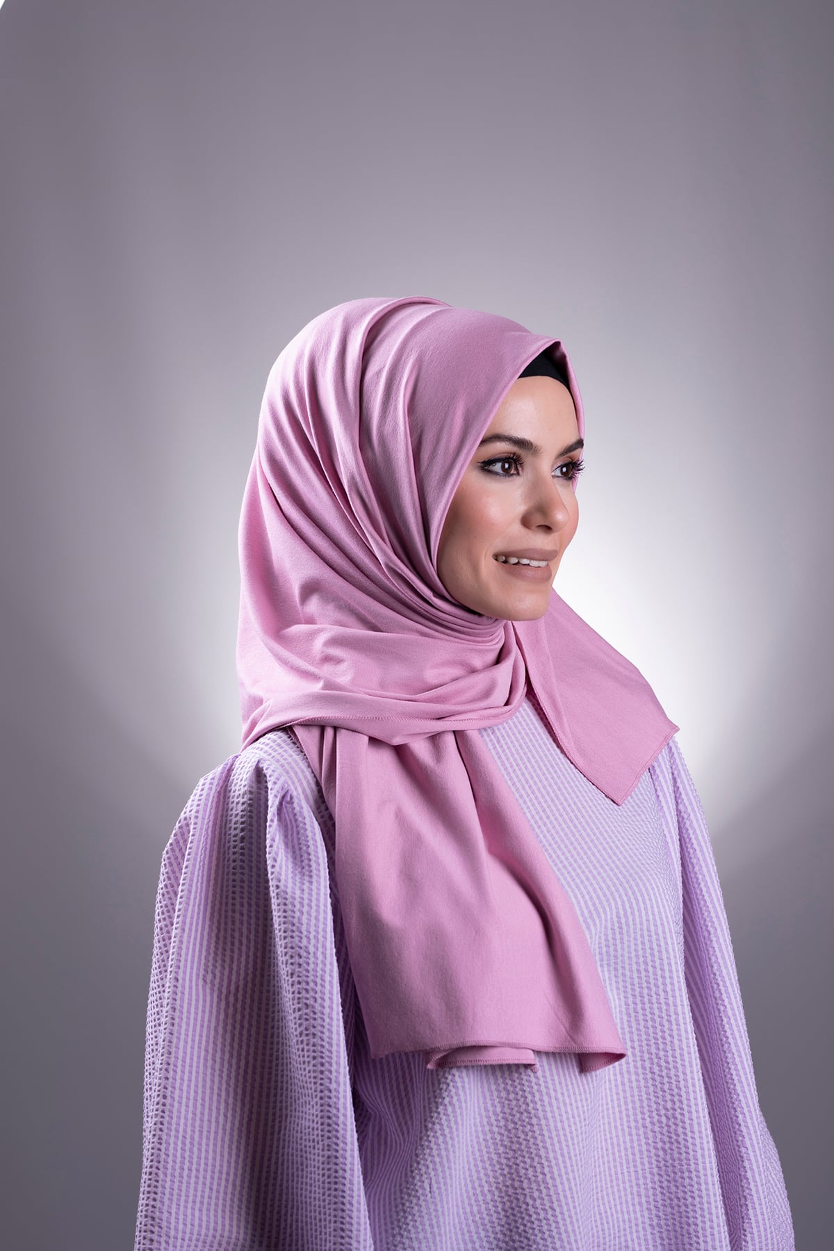 Pembe Düz Klasik Şal Viskon Kumaş Likralı Penye - Hürrem 202101