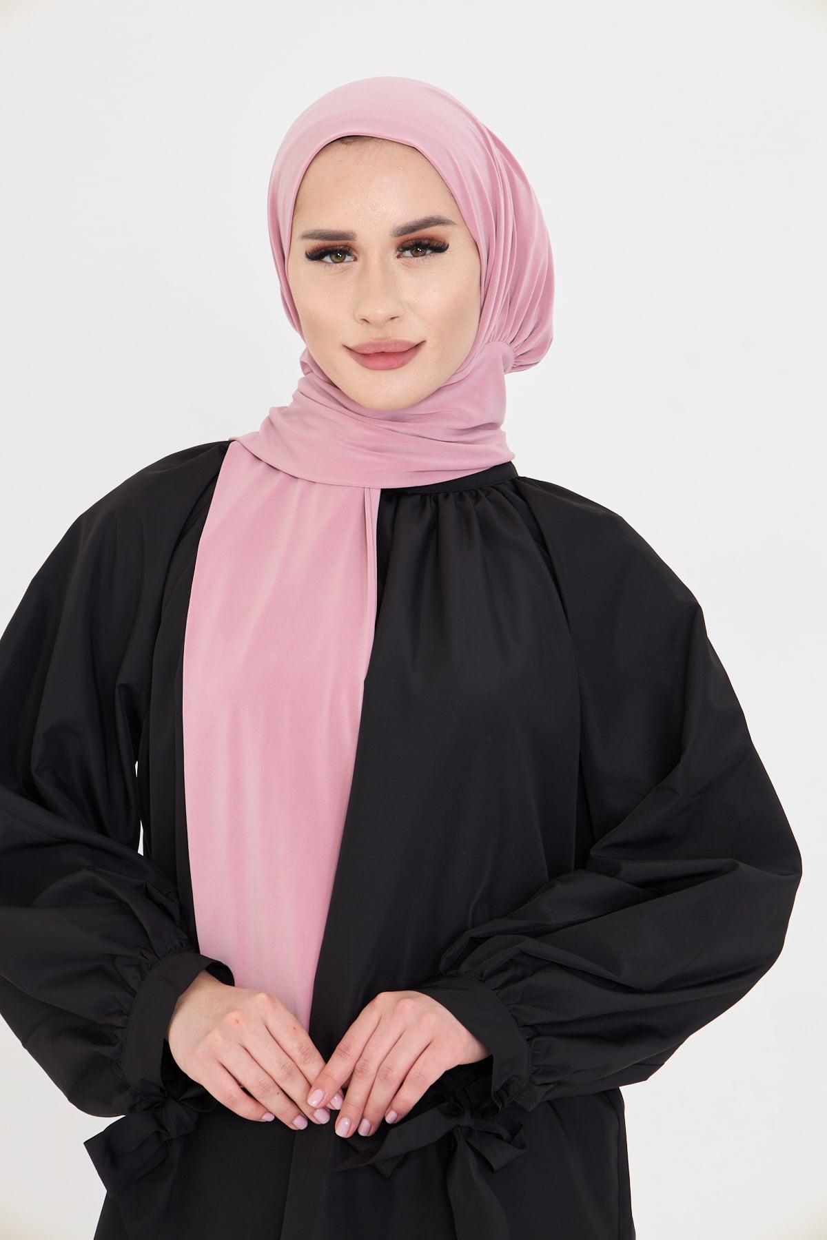 Pudra Pratik Hazır Geçmeli Tesettür Bone Sandy Boyunluklu Çıtçıtlı - Hürrem Bone 2505_06