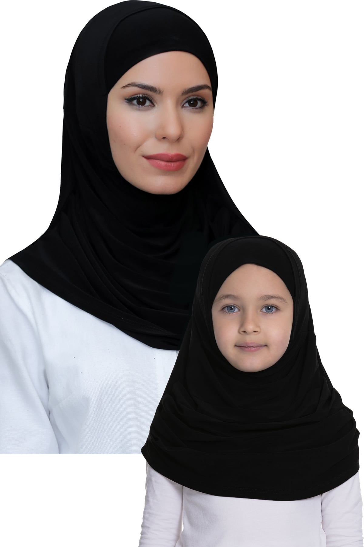 Siyah Pratik Anne Kız Kombin Tesettür Eşarp Sandy Kendinden Boneli - Hürrem Bone 129078_01