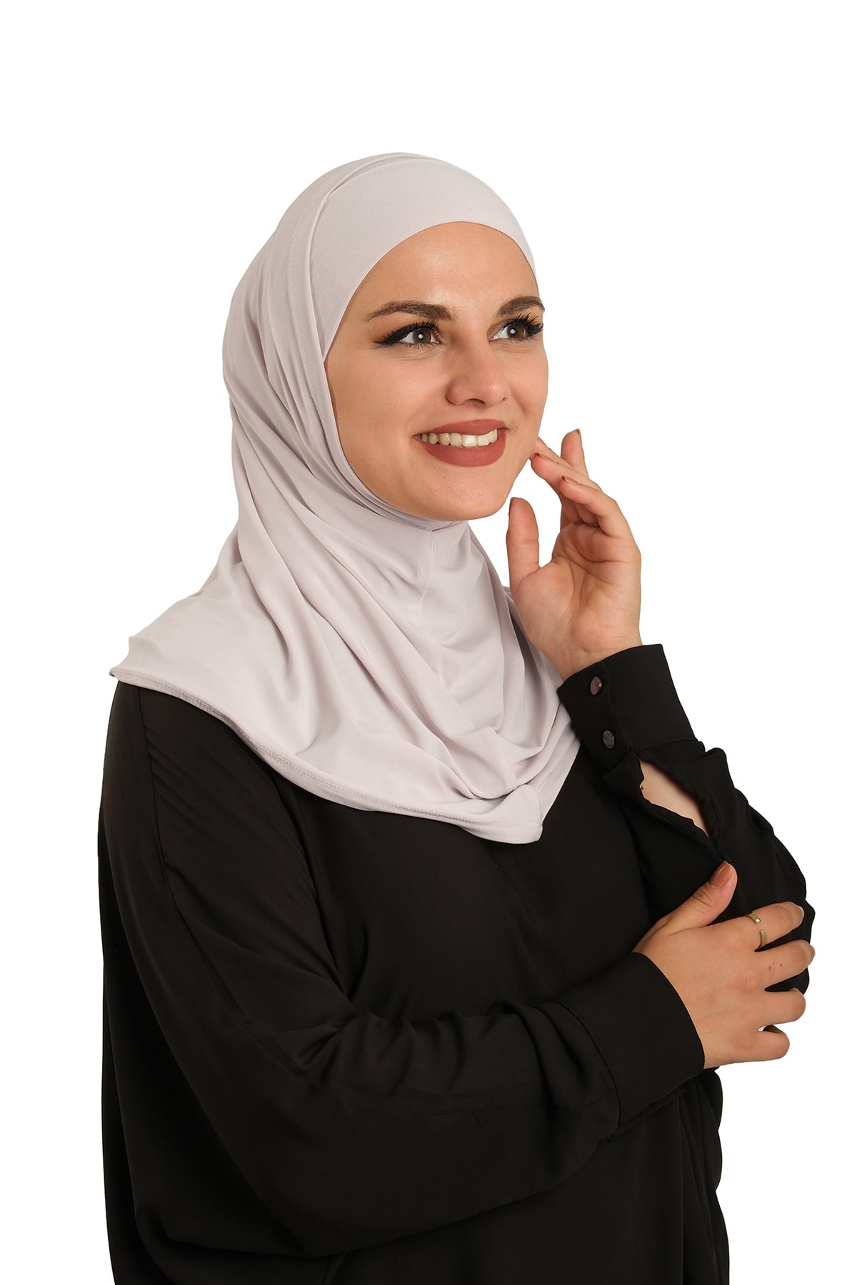 Taş Pratik Hazır Geçmeli Boru Boneli İkili Tesettür Eşarp Sandy Düz - Hürrem Bone 2501_46