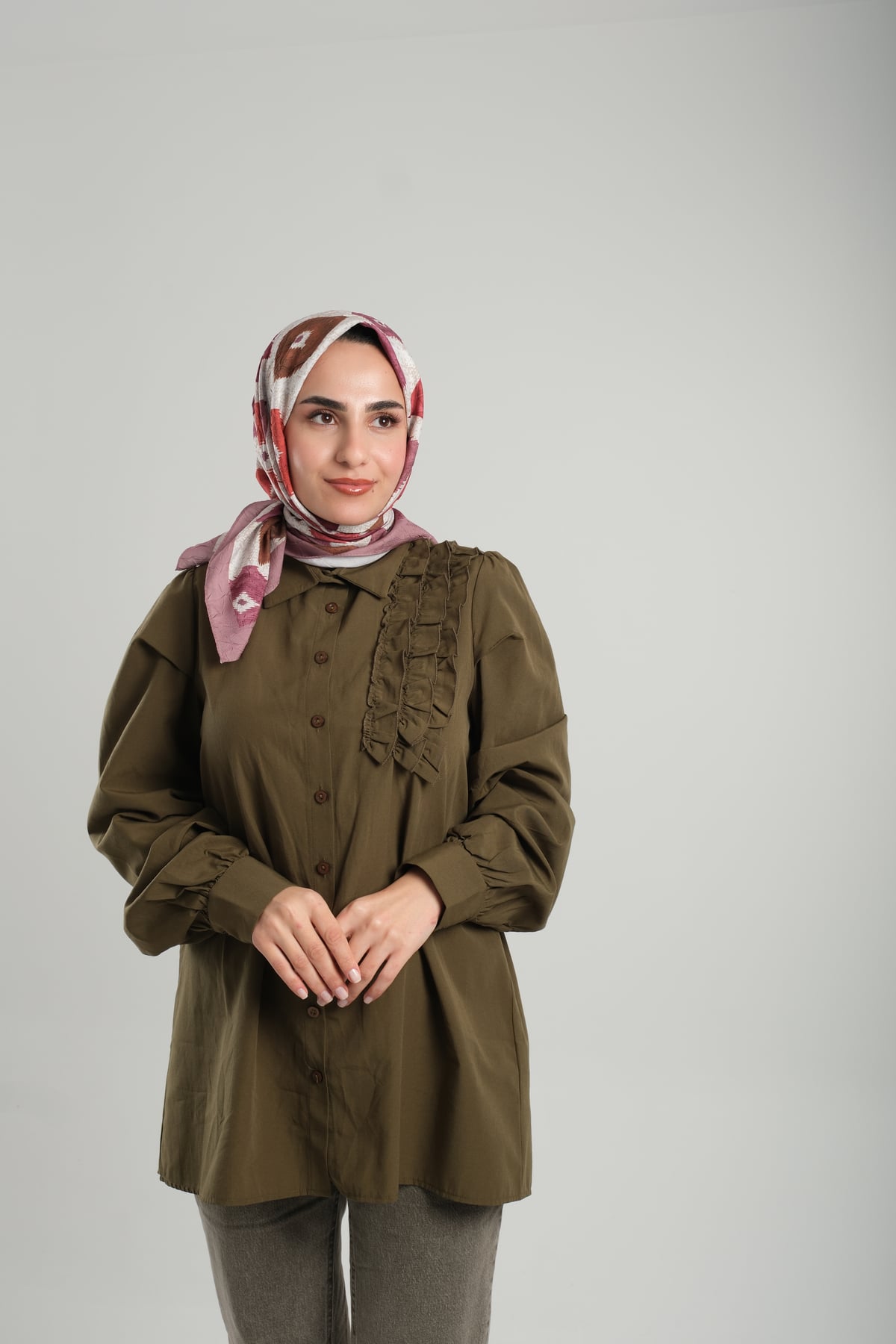 Violet Desenli Eşarp Bambu Yaprak Dijital Baskılı - Hürrem Bone 202204_21