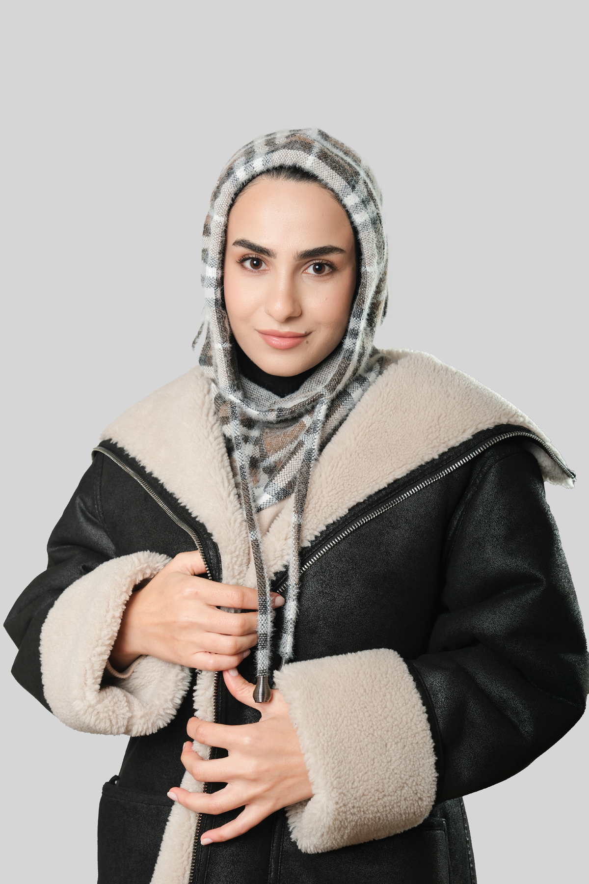 Vizon Bağcıklı Salaş Balaklava Boyunluklu Bere Jakar Ekoseli - Hürrem Bone 2324_10