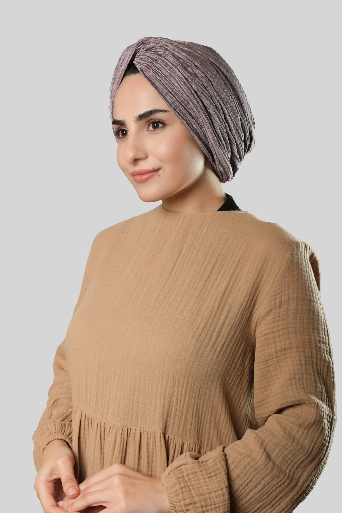 Vizon Çapraz Büzgülü Piliseli Tesettür Bone Fukuro Kendinden Desenli - Hürrem Bone 2316_10