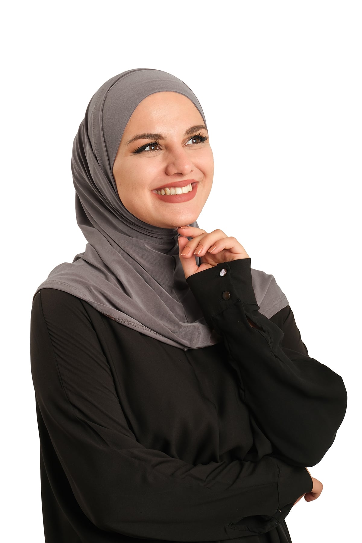 Vizon Pratik Hazır Geçmeli Boru Boneli İkili Tesettür Eşarp Sandy Düz - Hürrem Bone 2501_10