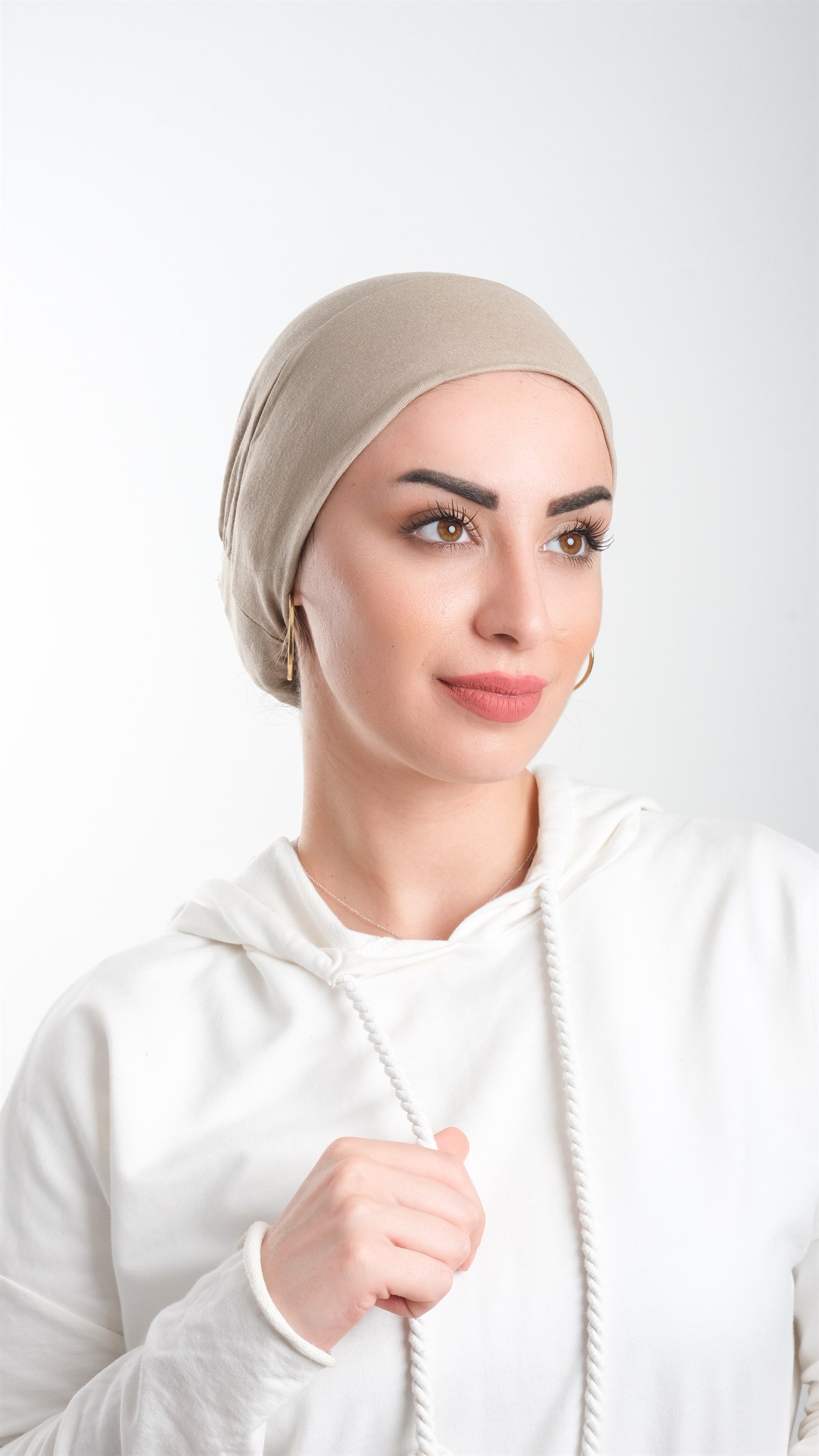 Vizon Pratik Hazır Geçmeli Tesettür Bone Viskon Kumaş Sade - Hürrem Bone 3003_10