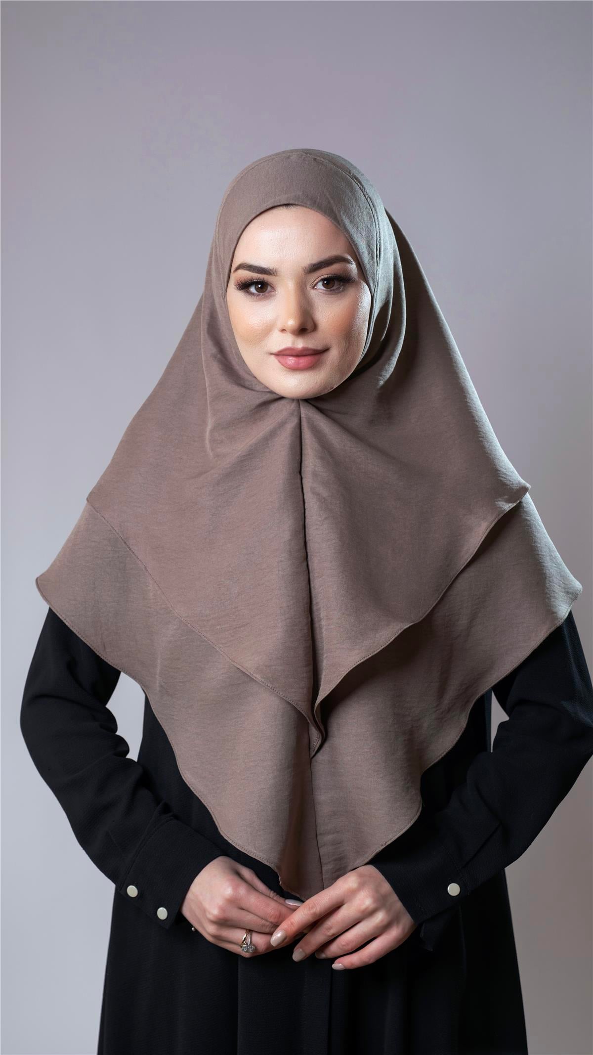 Vizon Pratik Hazır Geçmeli Tesettür Eşarp Pamuk Caz Kumaş Çift Katlı Düz Hijab - Hürrem Bone 2303_10
