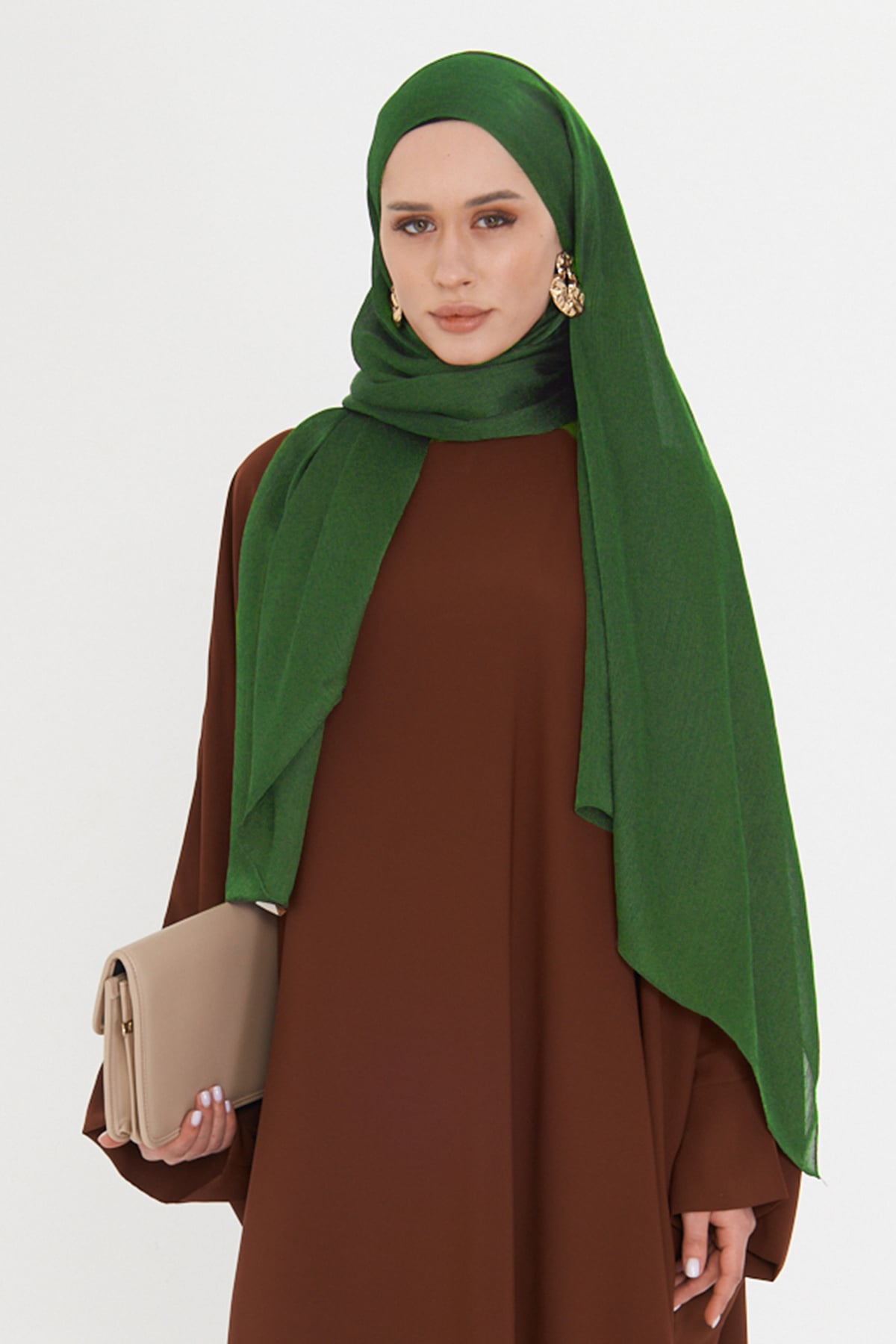 Zümrüt Düz Klasik Şal Turlu Polyester Lüx Janjan - Hürrem Bone 202126_37