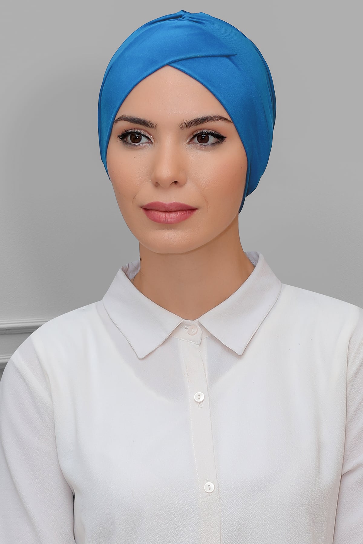 Zümrüt Pratik Hazır Geçmeli Tesettür Bone Sandy Kumaş Çapraz Büzgülü - Hürrem 1801