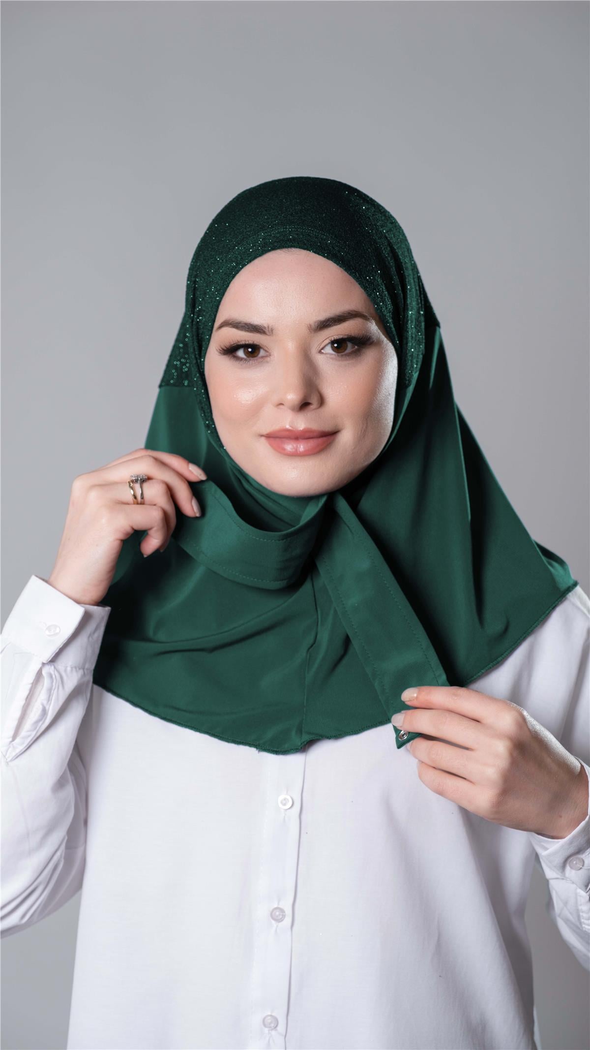 Zümrüt Pratik Hazır Geçmeli Tesettür Eşarp Sandy Kumaş Arkadan Çıtçıtlı - Hürrem Bone 2206_37