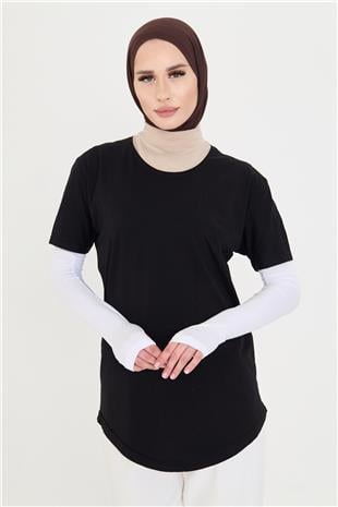 Beyaz Tesettür Parmak Geçmeli Kolluk Viskon Düz - Hürrem Bone 1024_42