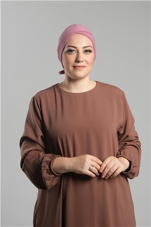 Gül Kurusu Pratik Hazır Geçmeli Fiyonklu Bone Sandy Çift Taraflı Çapraz - Hürrem Bone 3007B_18