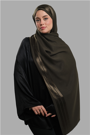 Kahve Şerit Çizgili Şal Viskon Bursa Dolama - Hürrem Bone 202109_14