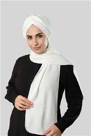 Krem Kışlık Kendinden Atkılı Peluş Tesettür Bone Jakar Düz - Hürrem Bone 2329_40
