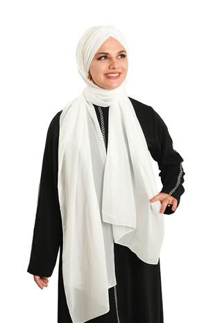 Krem Pratik Hazır Geçmeli Bone Şal Şifon Drapeli - Hürrem Bone 2507_40
