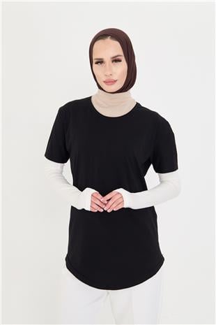 Krem Tesettür Parmak Geçmeli Kolluk Viskon Düz - Hürrem Bone 1024_40