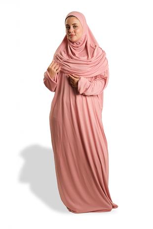 Pudra İki Parça Namaz Elbisesi Viskon Düz - Hürrem Bone 2504_06