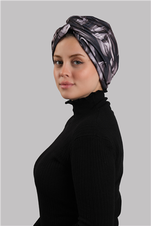 Violet Çapraz Büzgülü Tesettür Bone Sandy Desenli - Hürrem Bone 2511_21