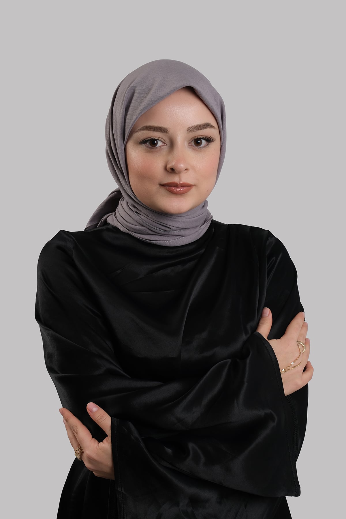 Antrasit Düz Klasik Eşarp İtalyan Dikişli Pamuk Caz Sade - Hürrem Bone 202210_25