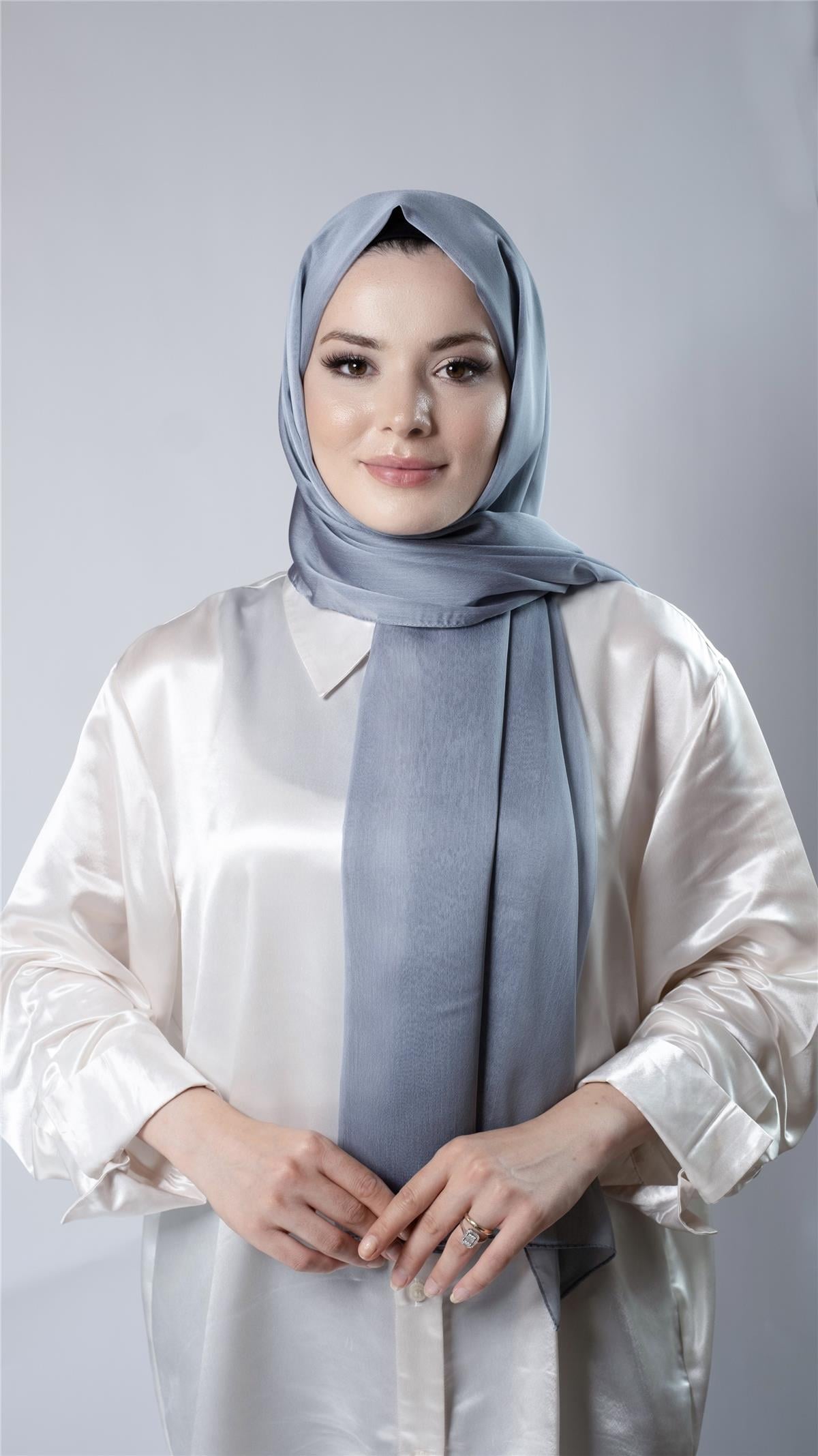 Antrasit Düz Klasik Şal Şifon Kumaş Janjan Abiye - Hürrem Bone 202108_25