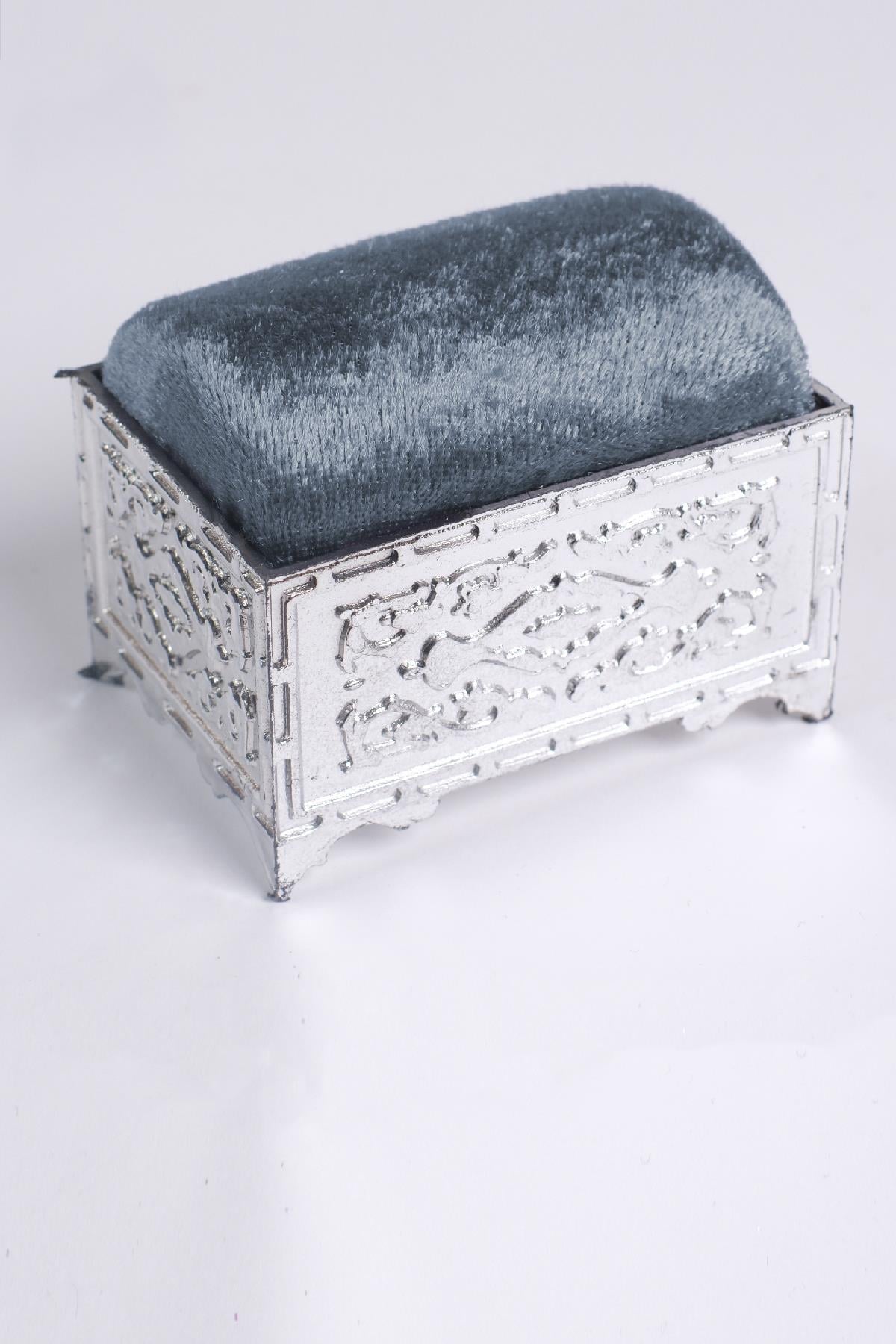Antrasit Eşarp Şal İğnedanlık Kadife Gümüş Sandık - Hürrem Bone 5006_25
