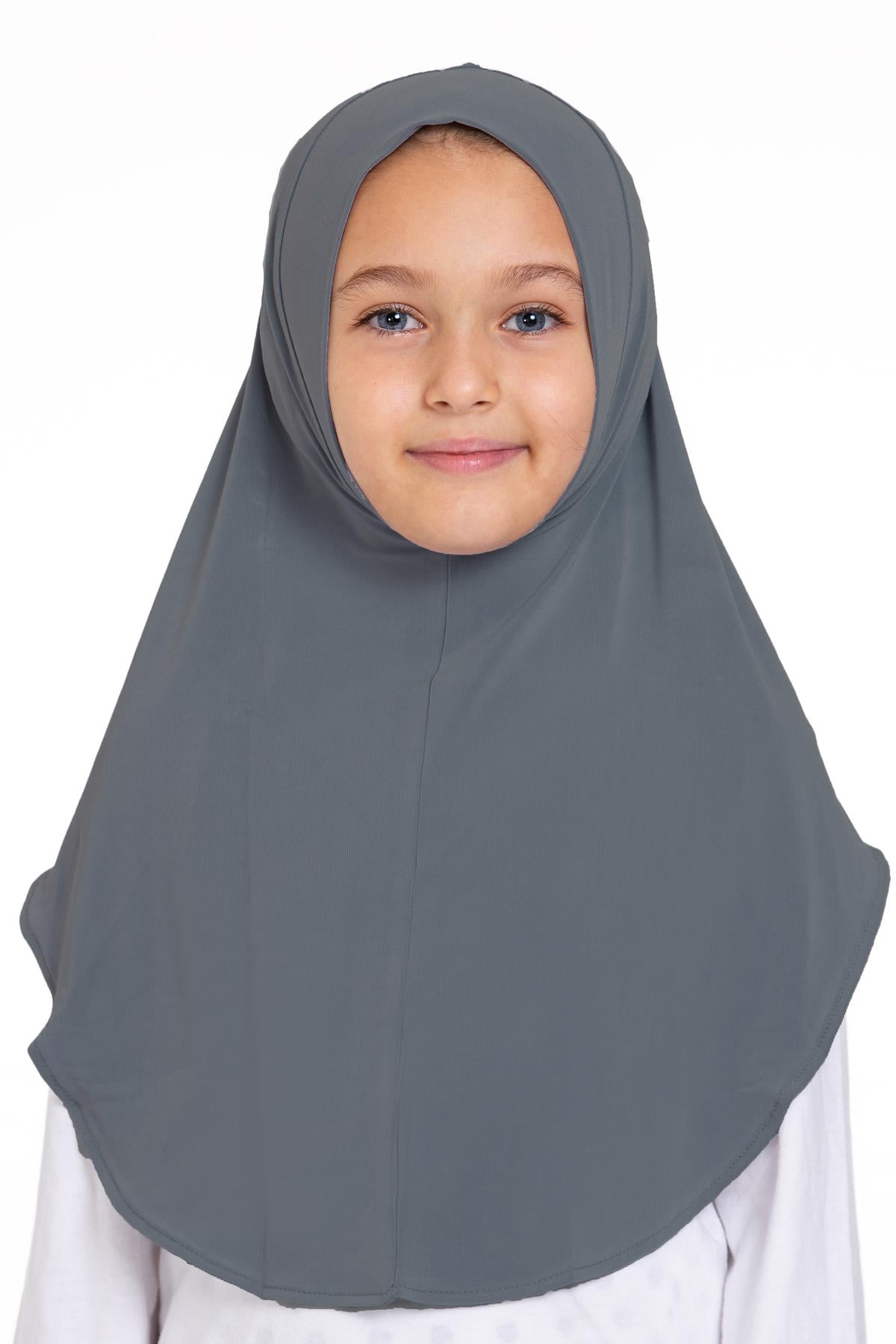 Antrasit Pratik Hazır Geçmeli Genç Tesettür Bone Sandy Kumaş Düz Hijab - Hürrem Bone 2312_25