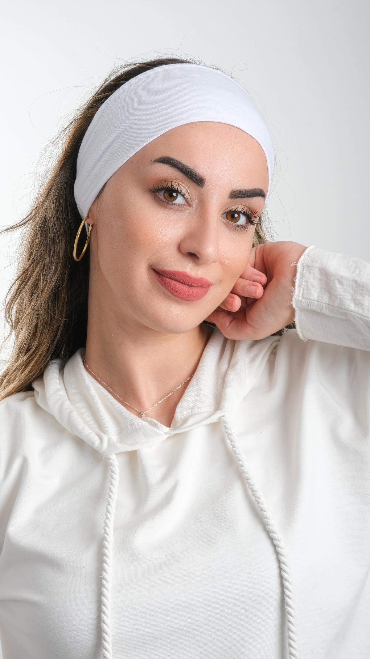 Beyaz Bandana Saç Bandı Viskon Düz - Hürrem Bone 3012_42
