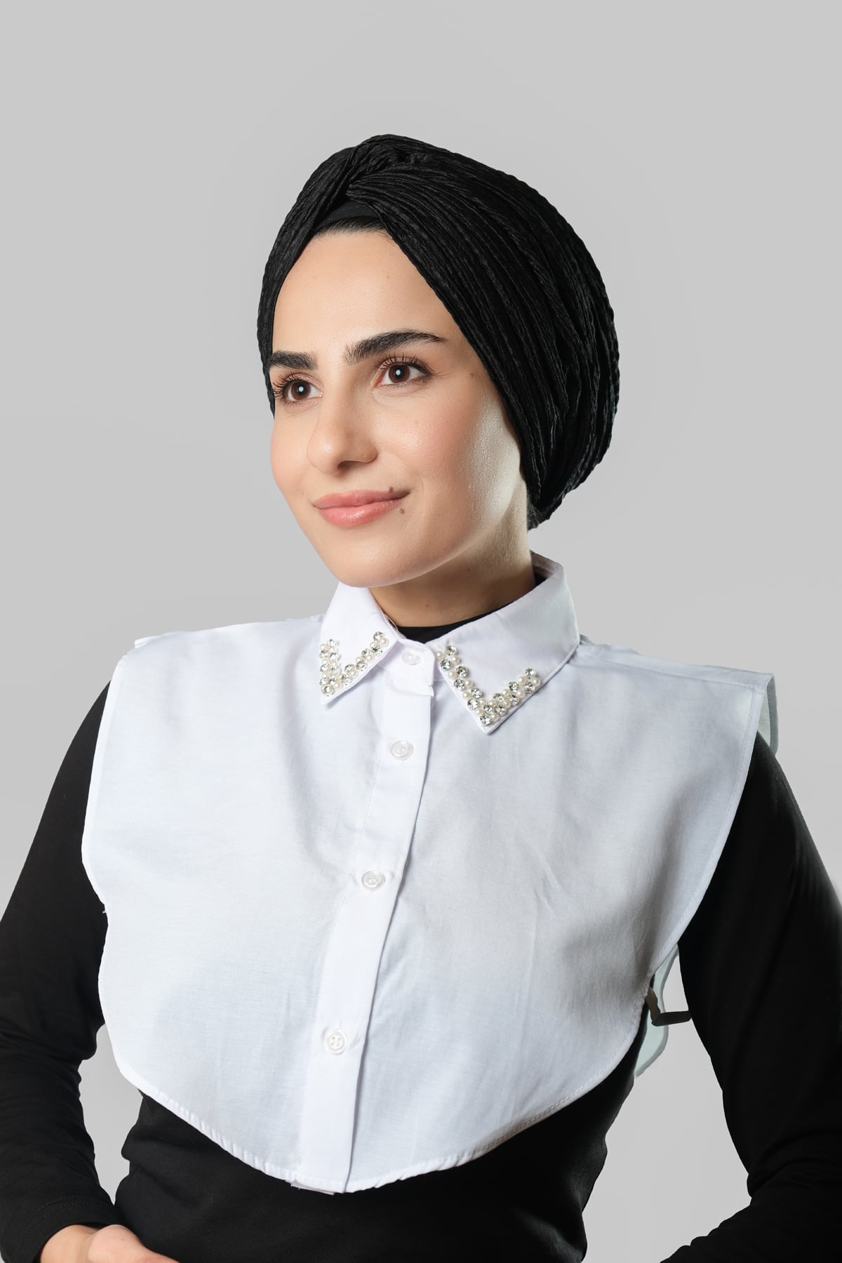 Beyaz Gömlek Yakalı Boyunluk Terikoton Taşlı İncili - Hürrem Bone 1022_42