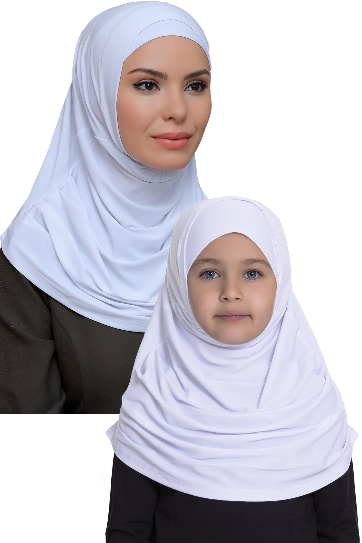 Beyaz Pratik Anne Kız Kombin Tesettür Eşarp Sandy Kendinden Boneli - Hürrem Bone 129078_42