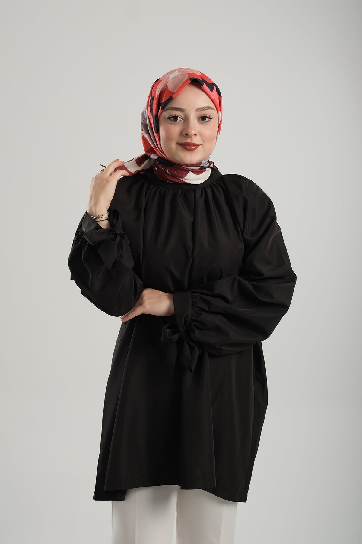 Bordo Desenli Eşarp Bambu Geometrik Dijital Baskılı - Hürrem Bone 202205_16