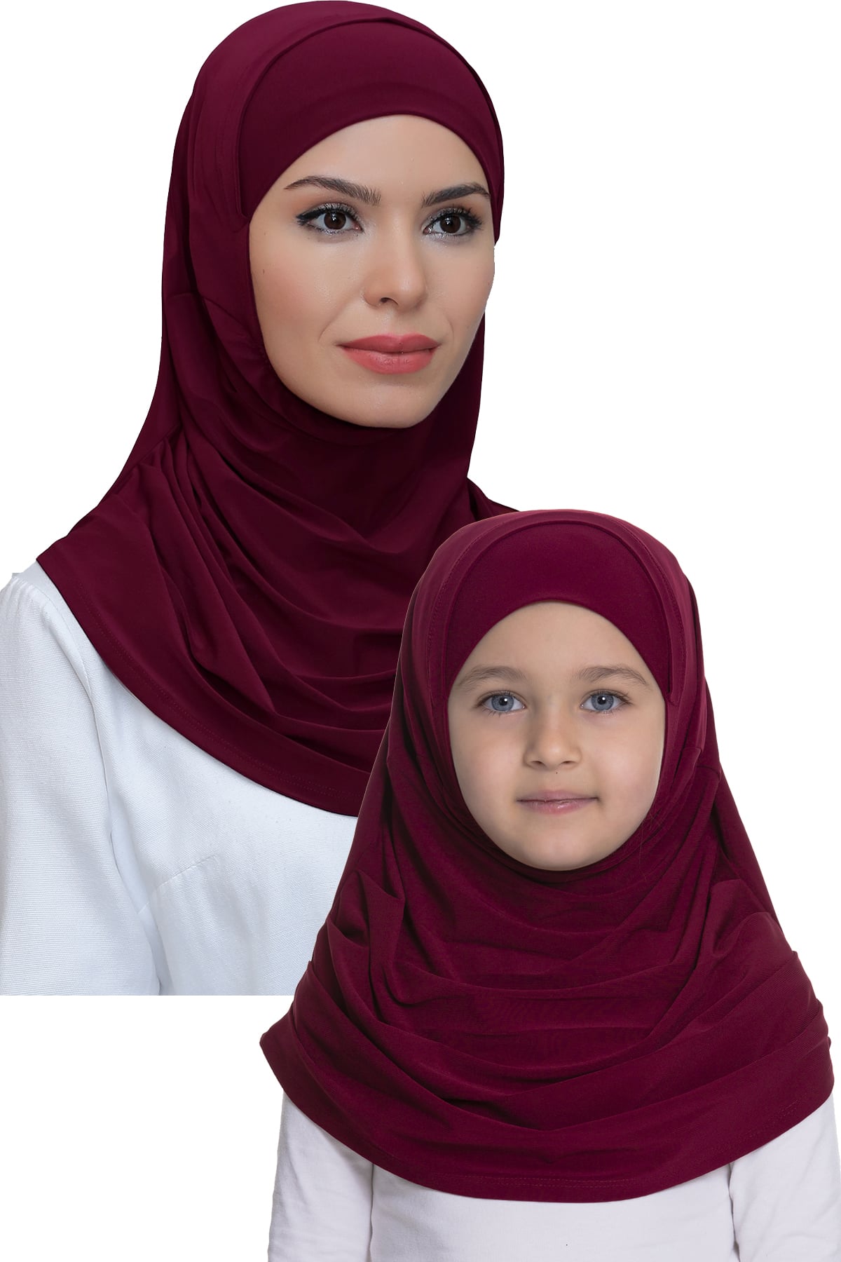 Bordo Pratik Anne Kız Kombin Tesettür Eşarp Sandy Kendinden Boneli - Hürrem Bone 129078_16