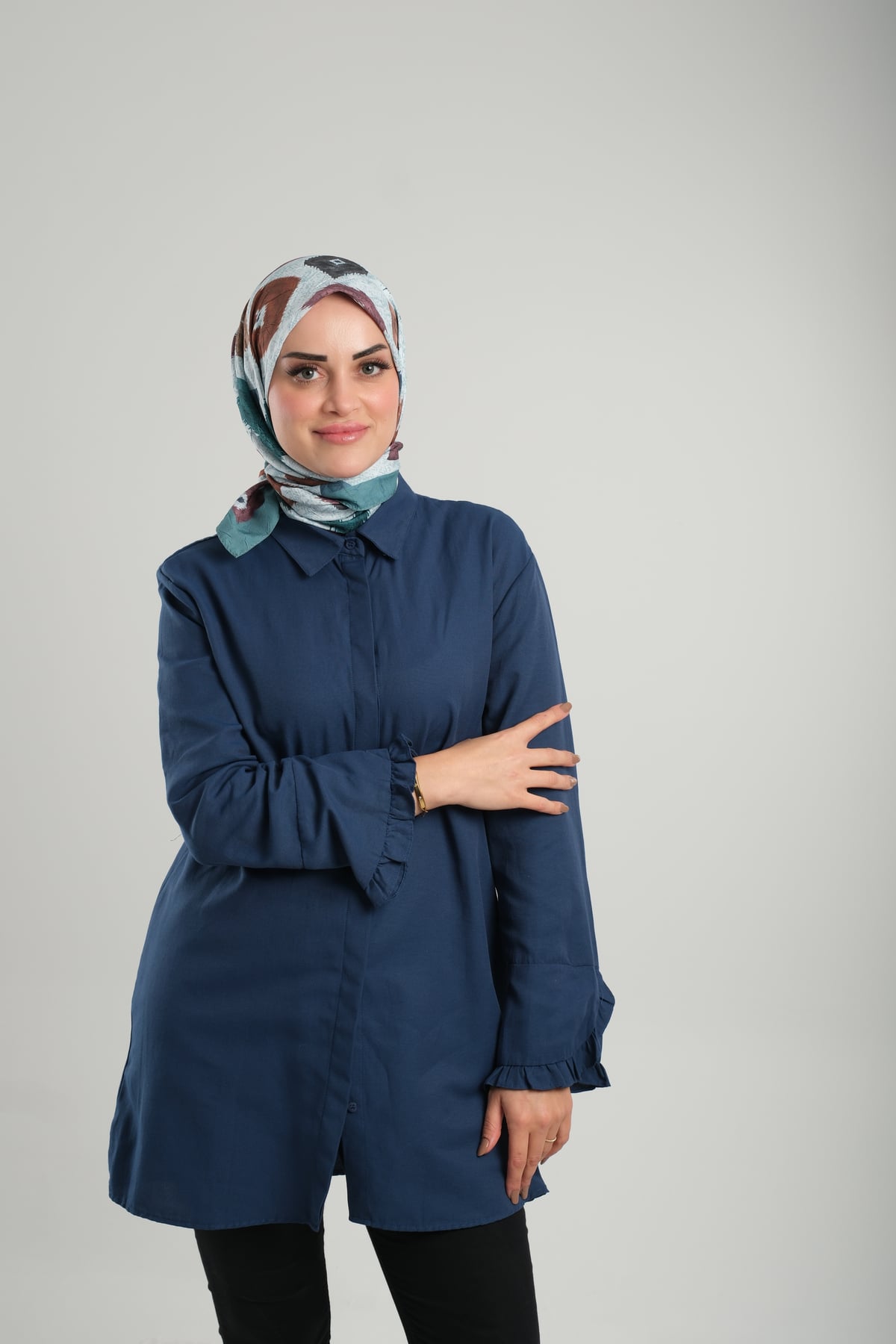 Çağla Yeşili Desenli Eşarp Bambu Yaprak Dijital Baskılı - Hürrem Bone 202204_32