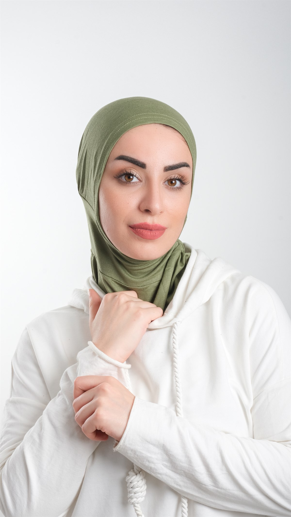 Fıstık Yeşili Pratik Hazır Geçmeli Tesettür Bone Sandy Kumaş Spor Hijab 2113_36