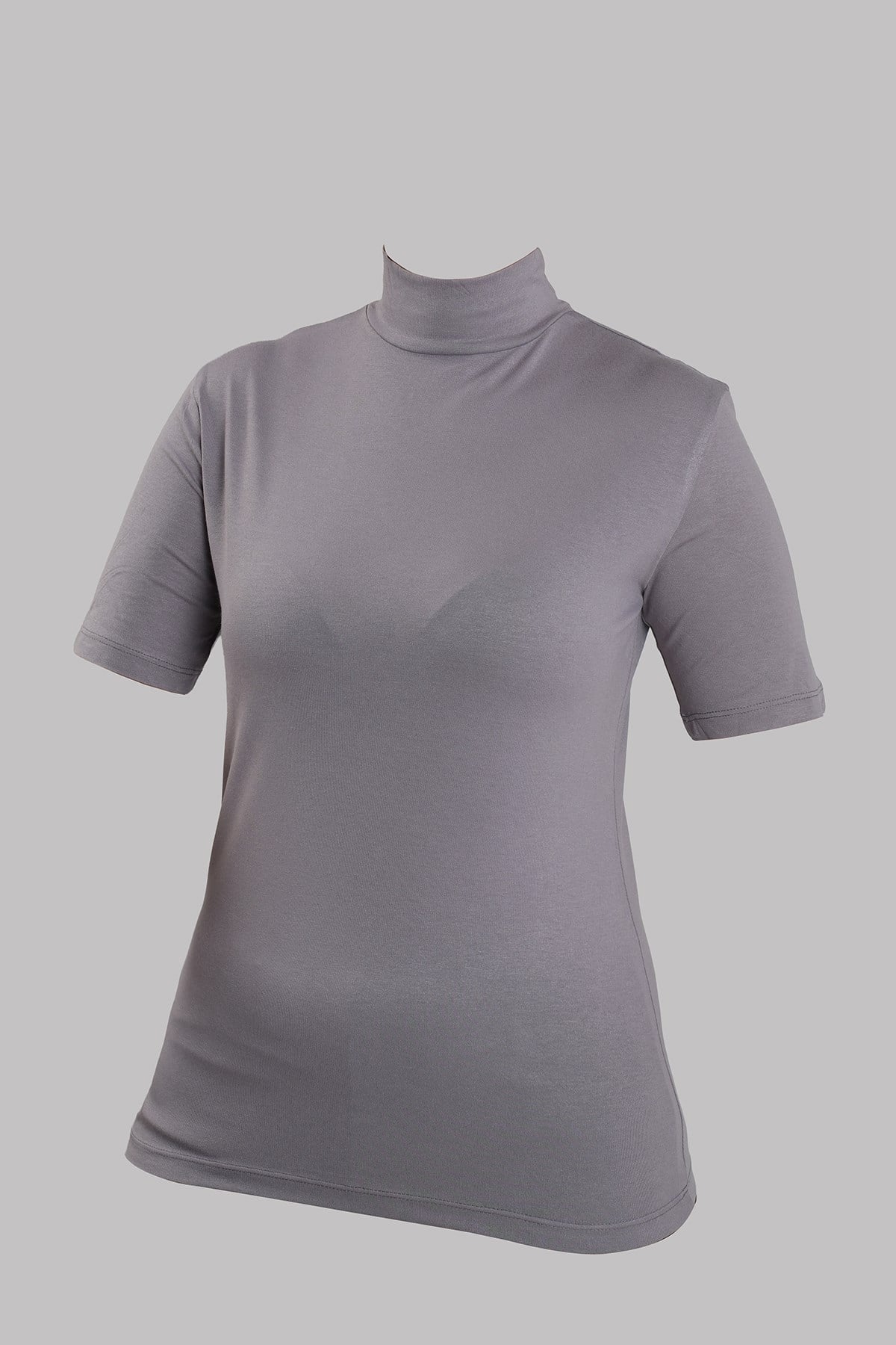 Gri Body Balıkçı Yaka Viskon Yarım Kollu - Hürrem Bone 1028_15