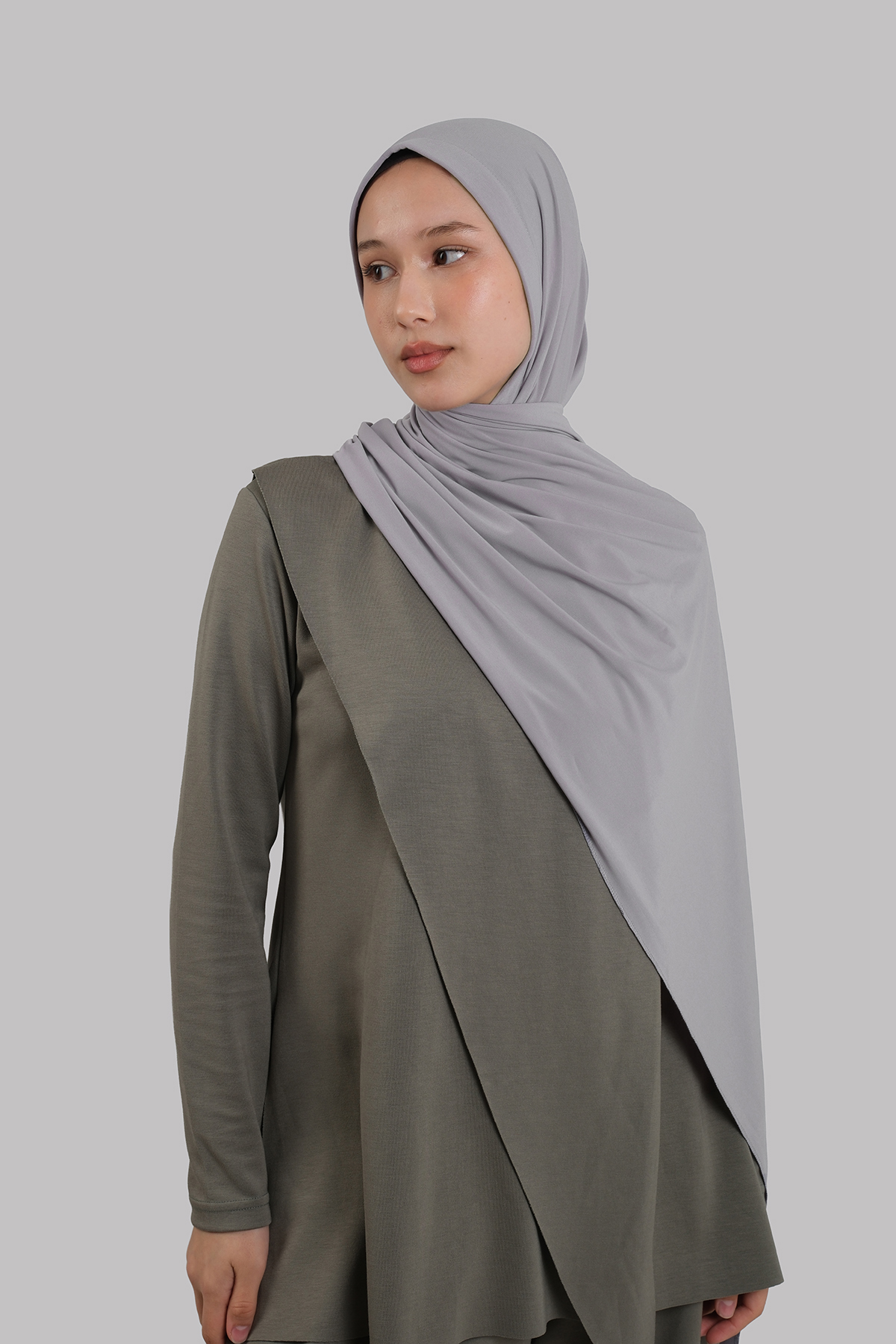 Gri Pratik Hazır Geçmeli Şal Sandy Önü Süngerli - Hürrem Bone 2414_15