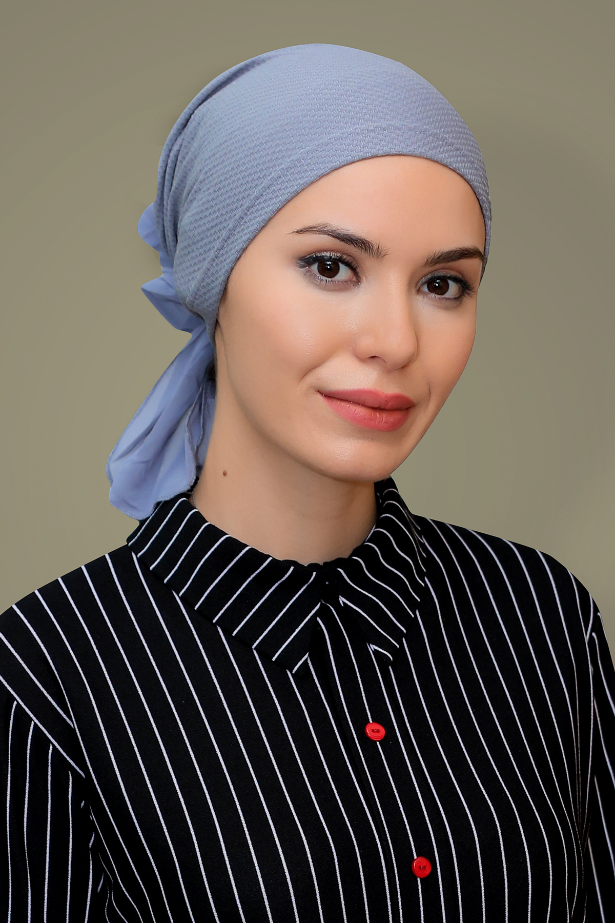 Gri Pratik Hazır Geçmeli Tesettür Bone Petekli Güllü - Hürrem 1201