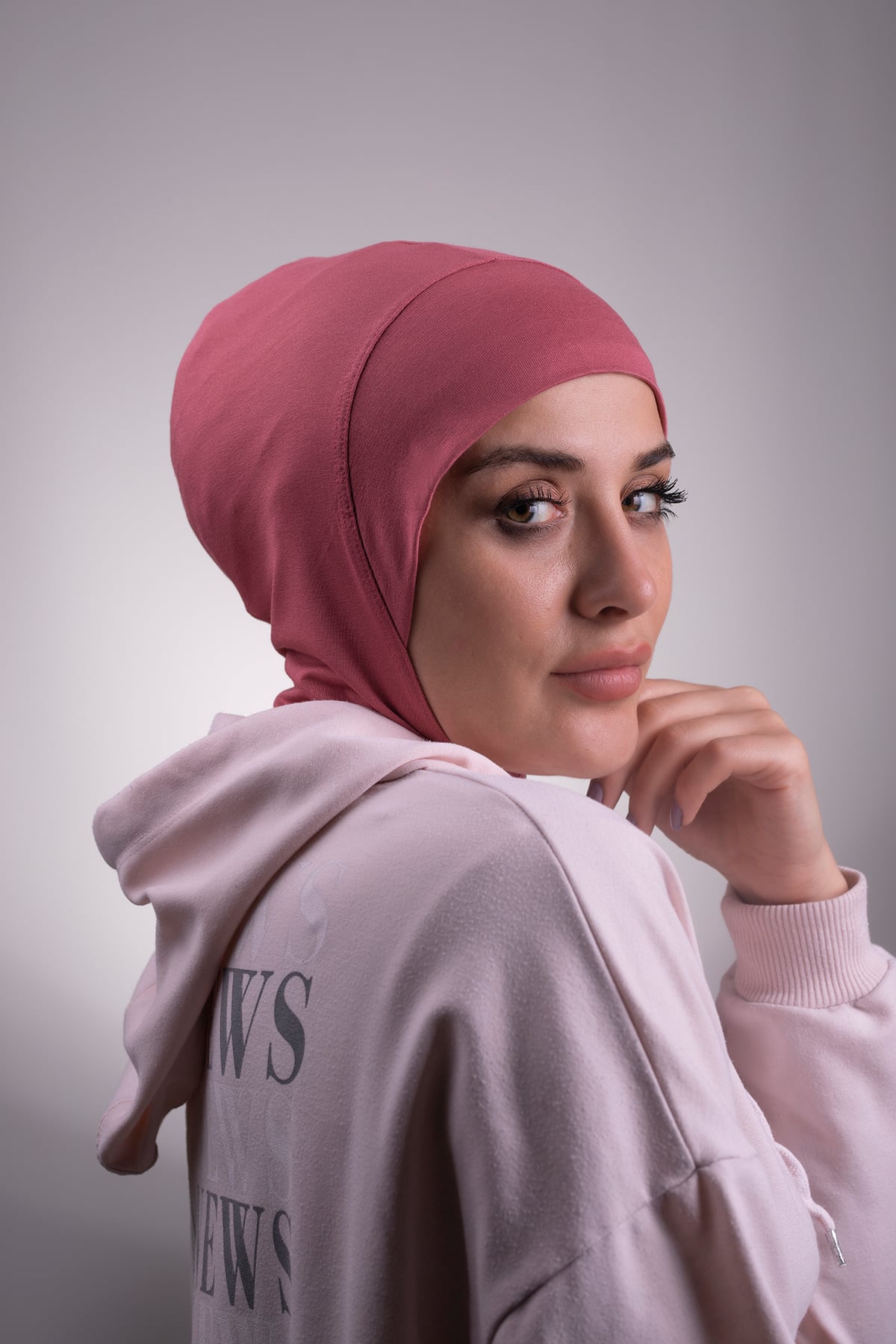 Gül Kurusu Pratik Hazır Geçmeli Bone Viskon Kumaş Hijab Spor - Hürrem 2106