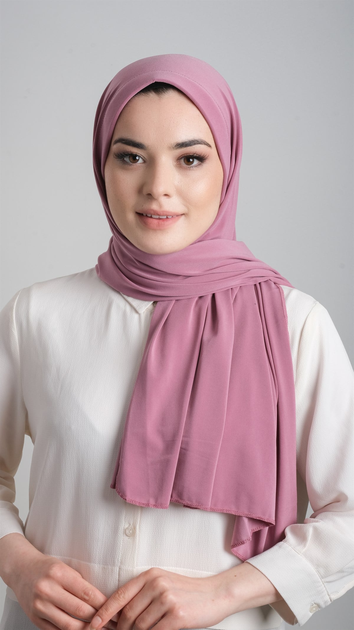 Gül Kurusu Pratik Hazır Geçmeli Eşarp Sandy Kumaş Sade 1817_18
