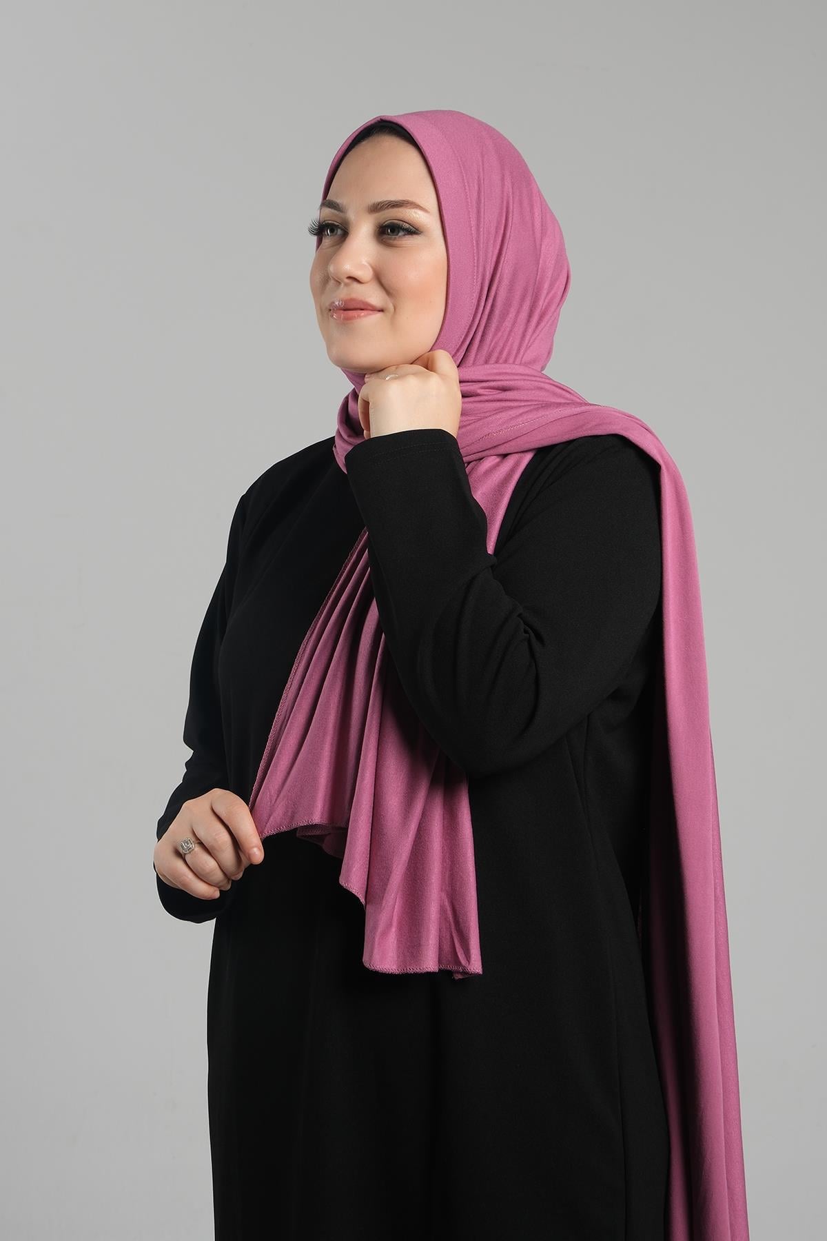 Gül Kurusu Pratik Hazır Geçmeli Şal Viskon Önü Süngerli Penye Şal - Hürrem Bone 2202_18