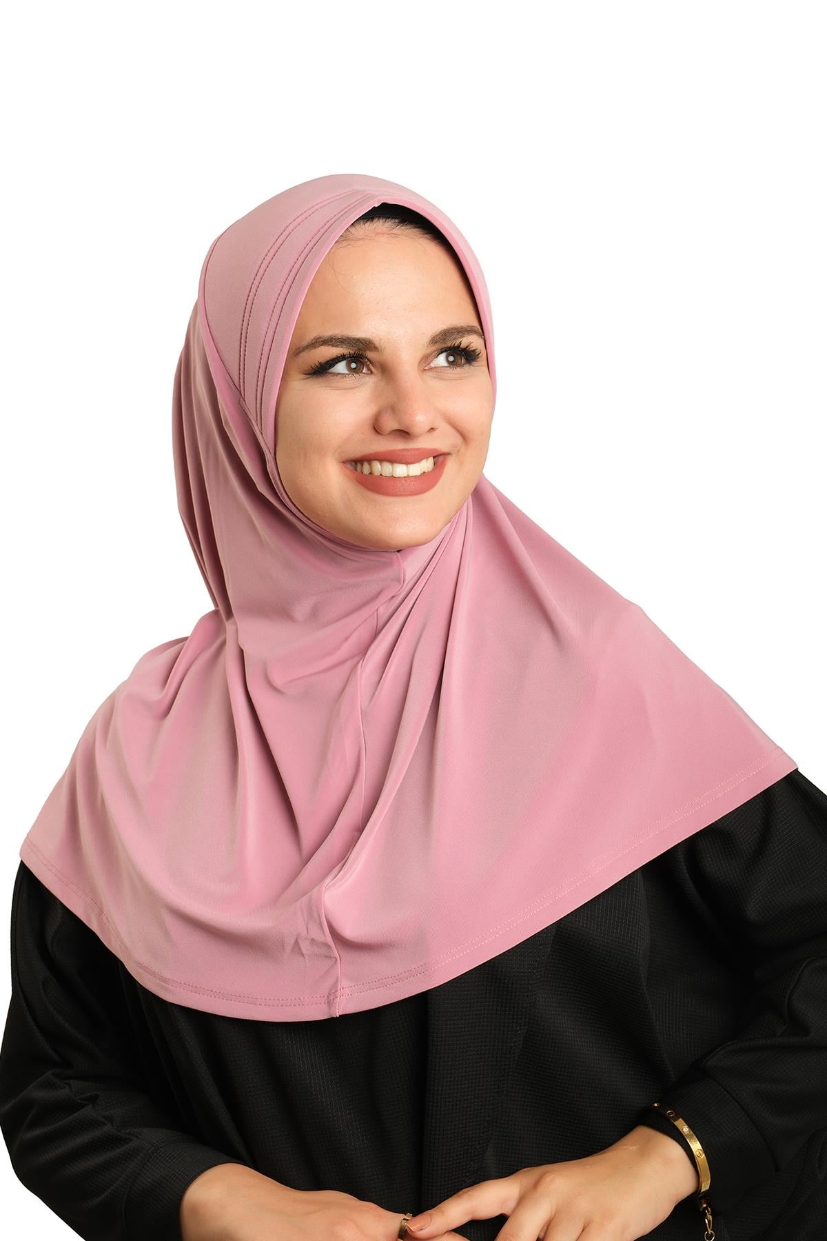 Gül Kurusu Pratik Hazır Geçmeli Tesettür Eşarp Sandy Kumaş Sade - Hürrem Bone 1600_18