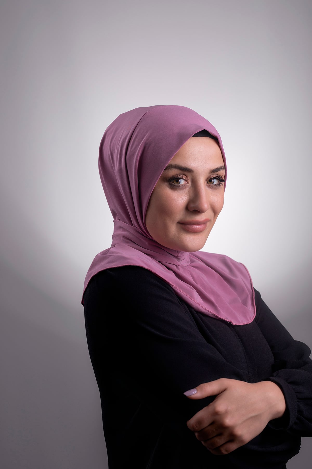 Gül Kurusu Pratik Hazır Geçmeli Tesettür Eşarp Sandy Kumaş Arkadan Çıtçıtlı - Hürrem 2101