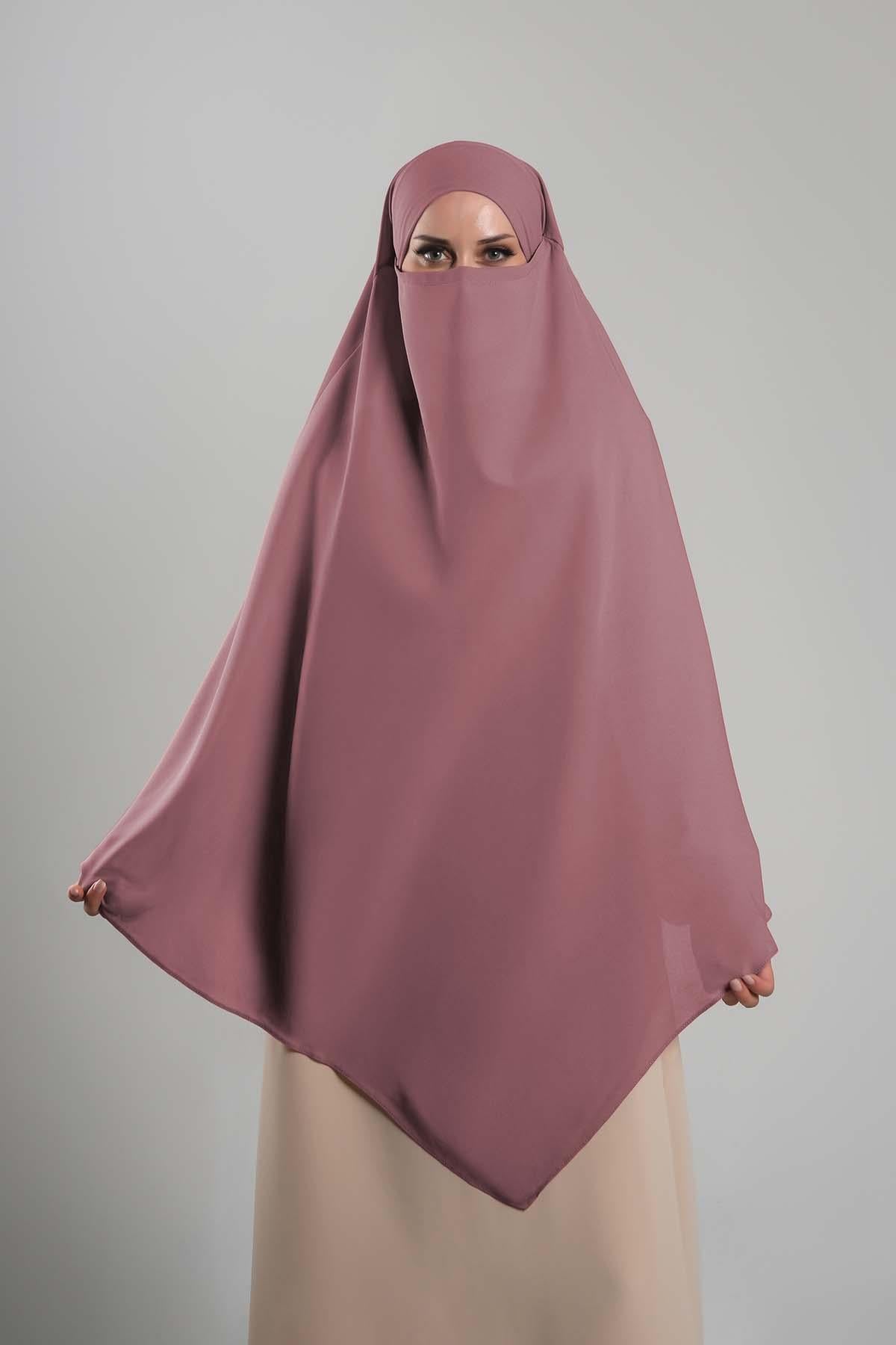 Gül Kurusu Pratik Hazır Geçmeli Tesettür Eşarp Krep Bağcıklı Sufle Hijab - Hürrem Bone 2313_18