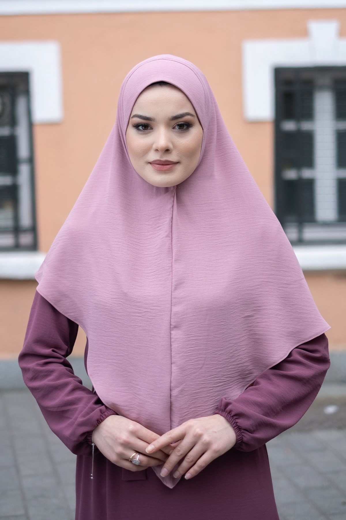 Gül Kurusu Pratik Hazır Geçmeli Tesettür Eşarp Aerobin Kumaş Düz Hijab - Hürrem Bone 2309_18