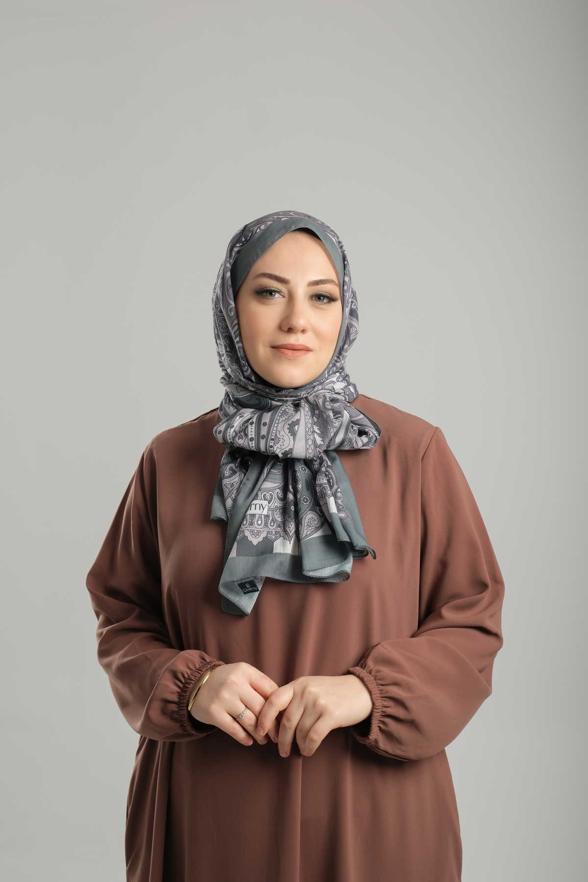 Haki Desenli Şal Kesik Elyaf Pamuksu Etnik Dijital Baskılı - Hürrem Bone 202122_09