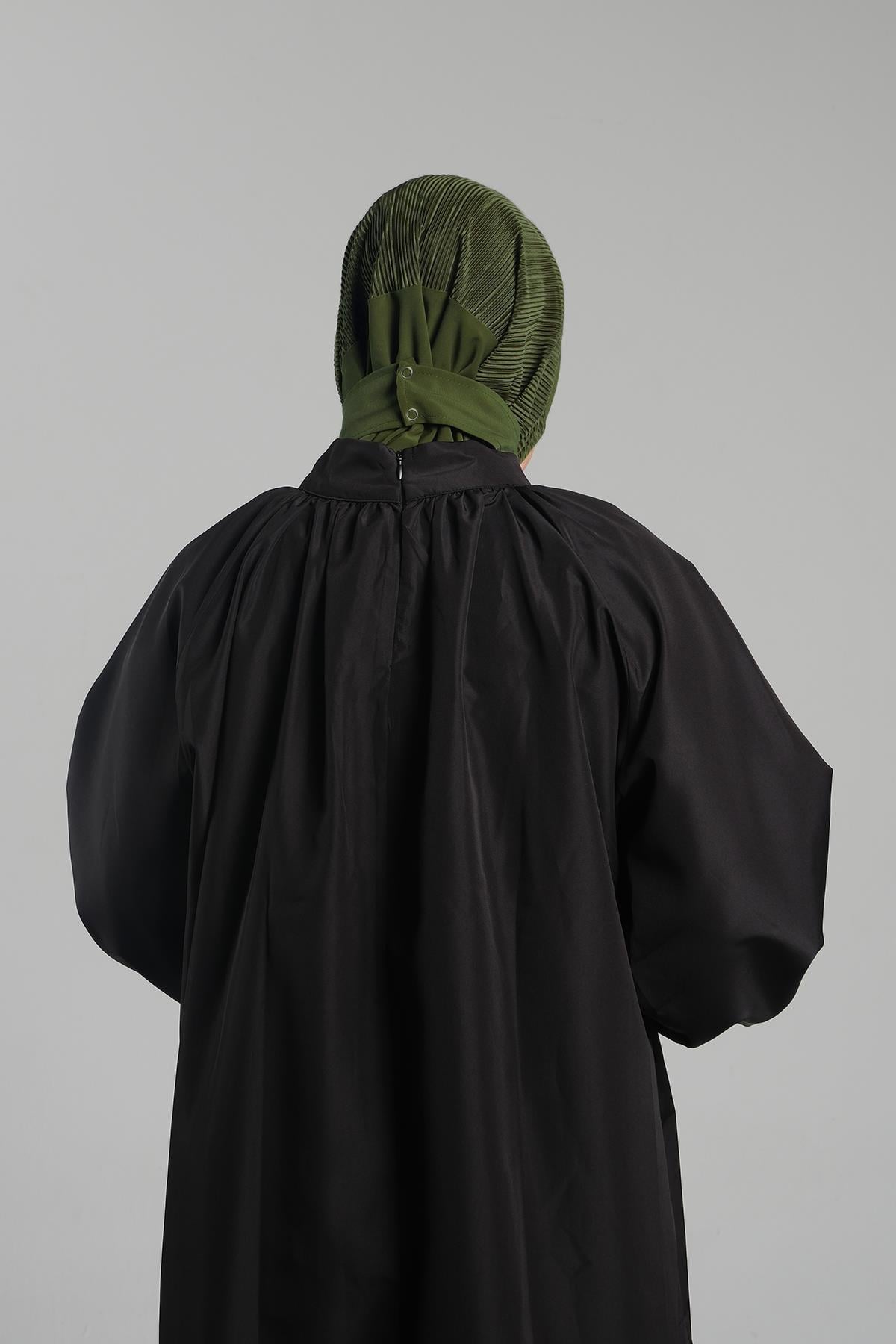 Haki Pratik Hazır Geçmeli Tesettür Eşarp Sandy Arkadan Çıtçıtlı Piliseli Hijab - Hürrem Bone 2406_09