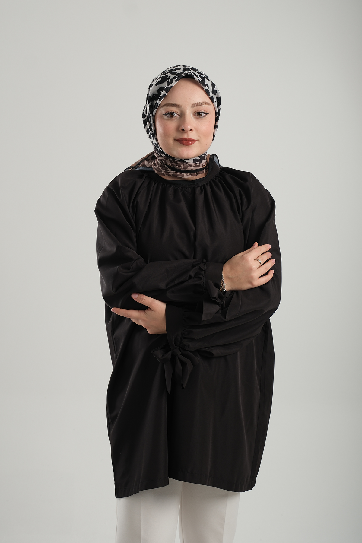 Hardal Desenli Eşarp Kesik Elyaf Pamuksu Leopar Dijital Baskılı - Hürrem Bone 202206_43