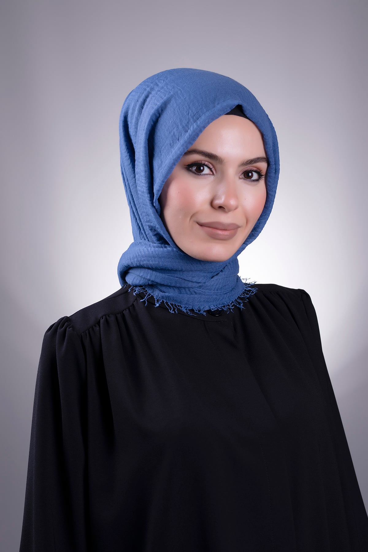 İndigo Düz Klasik Şal Bürümcük Şal - Hürrem 202104