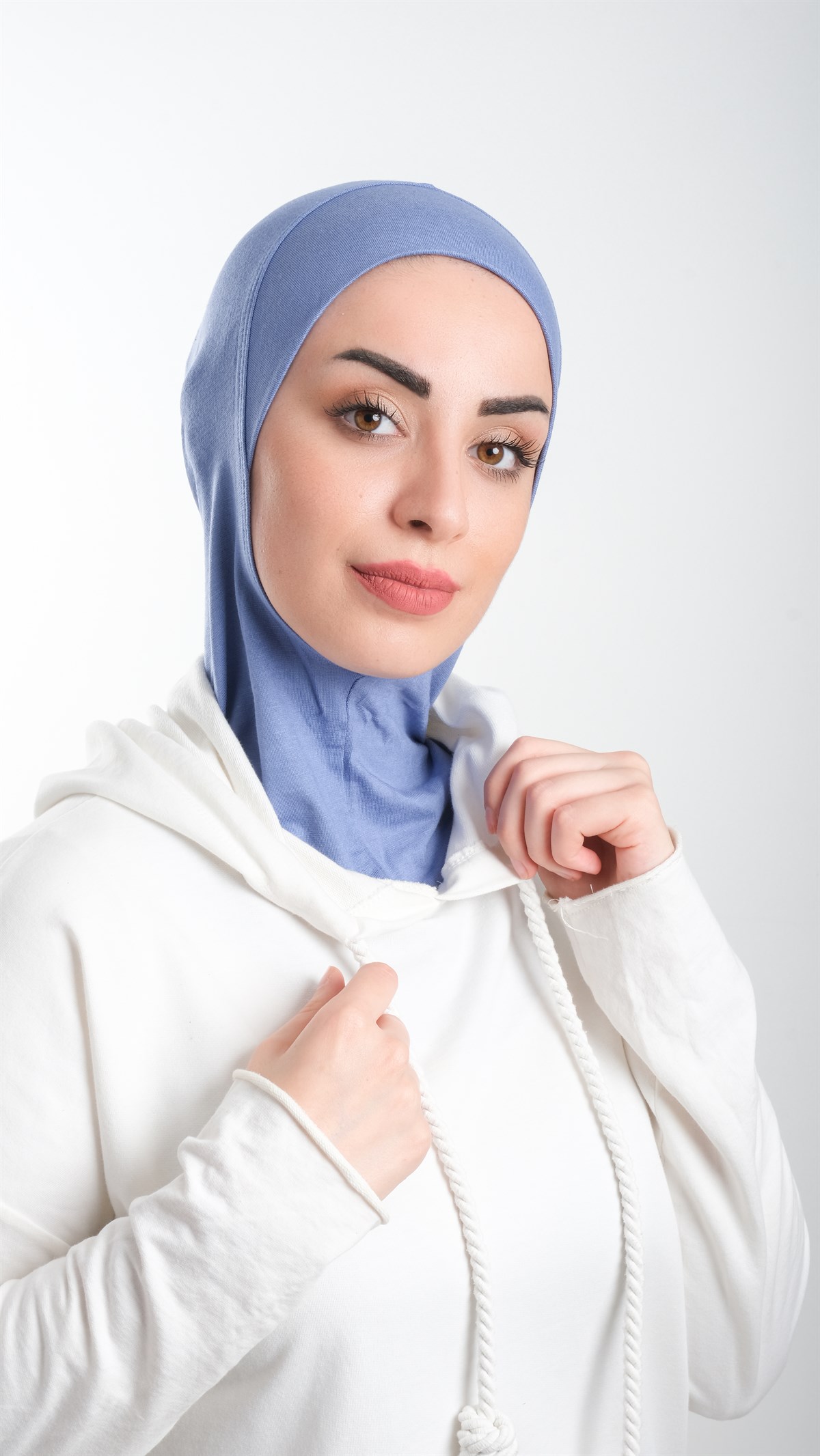 İndigo Mavi Pratik Hazır Geçmeli Tesettür Bone Sandy Kumaş Lüks Hijab - Hürrem Bone 2115_34