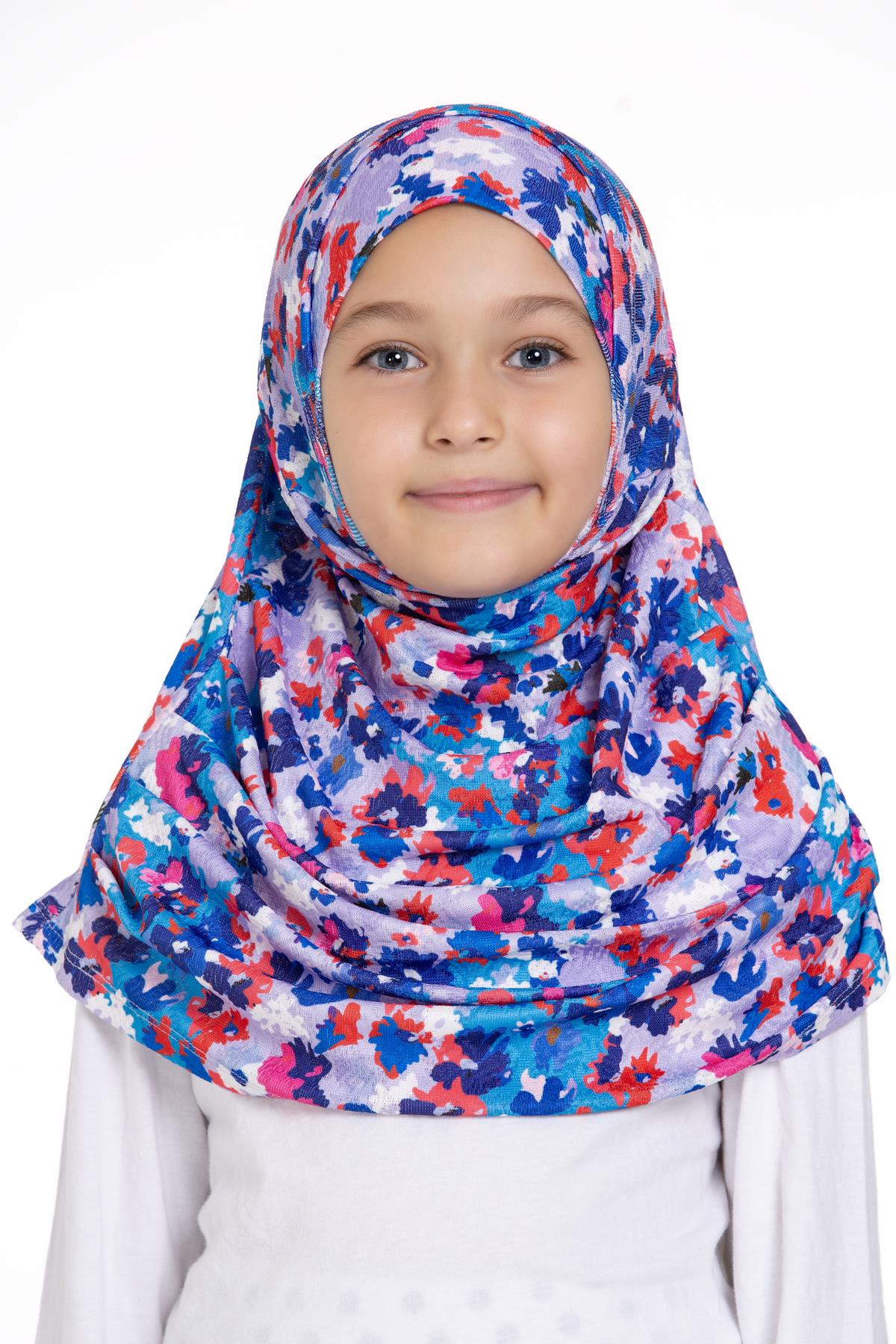 İndigo Pratik Hazır Geçmeli Genç Tesettür Bone Jakar Desenli Pileli Kendinden Boneli - Hürrem Bone 2407_24